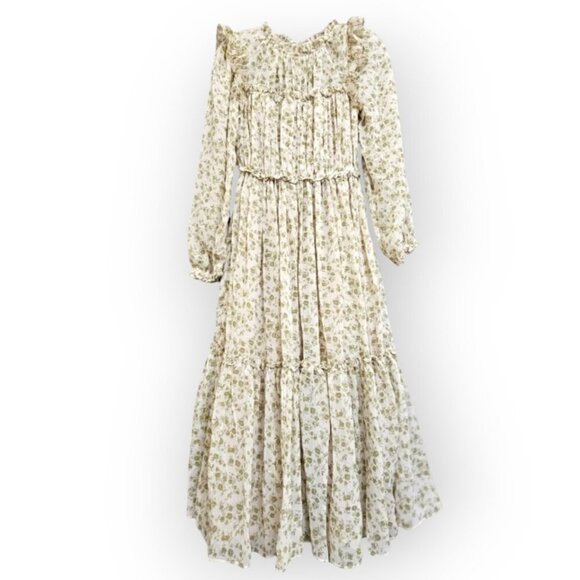 Cream Green Long Sleeve Fairycore Maxi Dress by Dress Forum Los Angeles size S - Picture 2 of 13